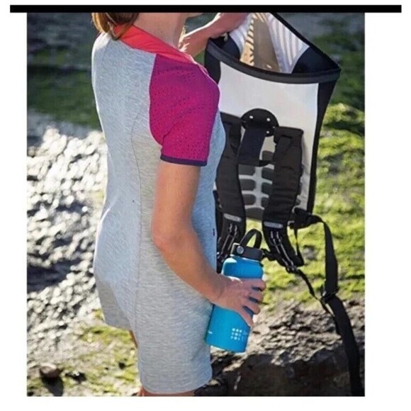 TITLE NINE Sensitive Performance Short Sleeve Dress Small Gray Colorblock - Picture 2 of 12